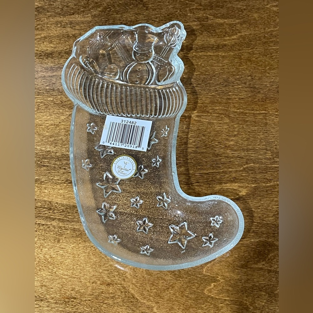 Clear Glass Star Stocking candy Dish